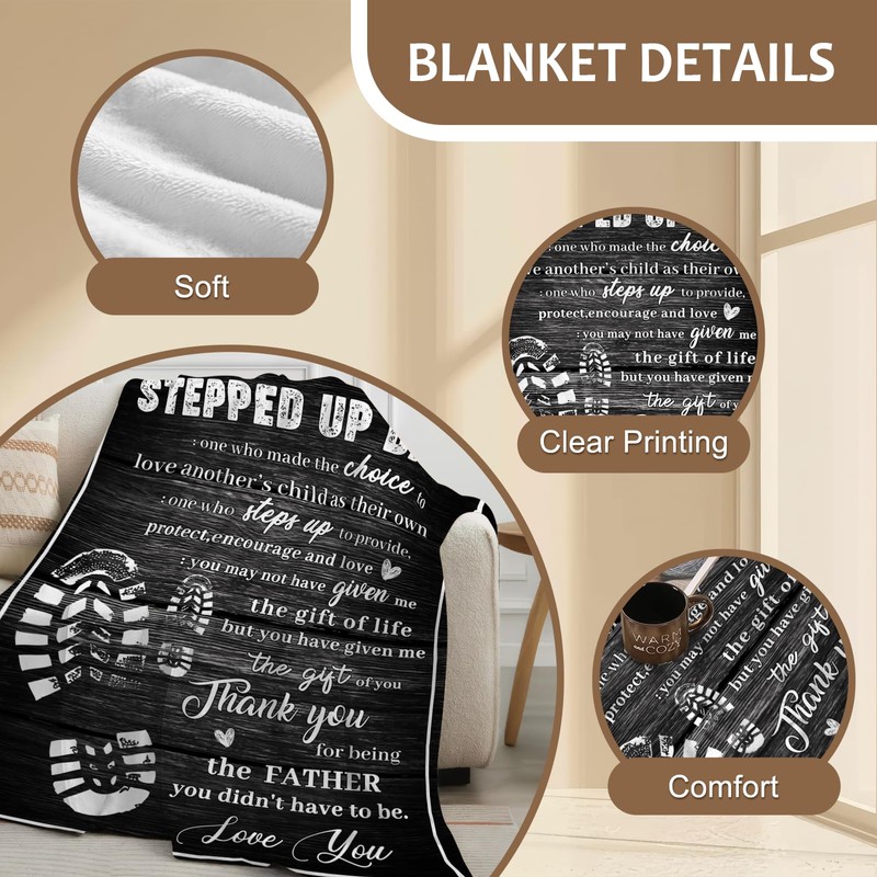 Yasrlvun Step Dad Gifts Step Dad Blanket 50"x60" for Bonus