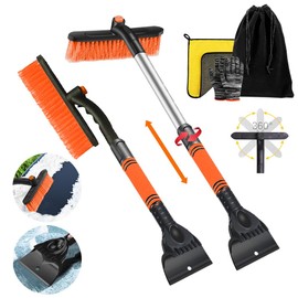 RURIZHONGTIAN Ice Scraper Car with Broom Telescope, Snow Brush Car Telescope, Snow Brush Car Paint Gentle 3 in 1 Expandable Removable Ice Scraper 360 Degree Brush Head Snow Brush for Car Truck SUV