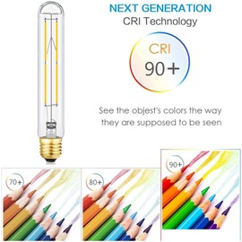 T10 LED Bulb 8W Dimmable E26 Base Tubular Light Bulb 4000K Daylight White 75W Equivalent 800lm T10 Bulb for Rustic Pendant, Wall scones Tube Light Bulbs Desk Lamp Vintage Edison Long Light Bulb,4 Pack