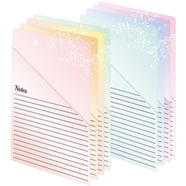 Lined Vertical Slash Pocket File Folders 8 Pack Lined File Folders Tabs Paper Holders 9” x 12”Double Sided Ruled Note Taking Half Pocket Filing Jacket for School and Office Supplies