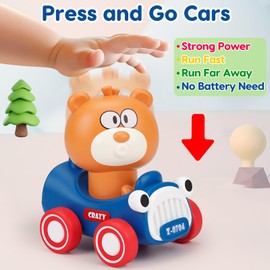 Baby Press and Go Car Toys for 1-2-3 Year Old Boys,Push Go Animal Racing Baby Cars Toys for Toldders 6-12-18 Months,1st Birthday Gifts for 1 2 3 Year Old Boys Girls Toddler Toys for 1-2 2-3 Boy & Girl