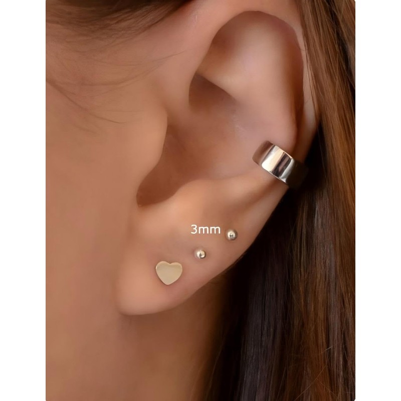 STJARNA Tiny Ball Screw Studs 3pair Surgical Steel Flat Back