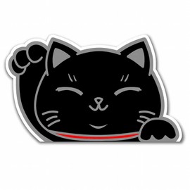 SignStore Maneki Neko Sticker 3.5" x 5.7" Multicolor Vinyl Made in Japan Waterproof Car_character_05_Color (Black)