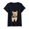 Womens Watercolor | Yorkie Yorkshire Terrier Owners V-Neck T-Shirt