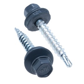 4.8 mm x 35 mm Roofing Screws, Hex Head Self-drilling Color (RAL 7024 Graphite Grey) Roof Screws With EPDM Sealed Washer, Rust Proof Zinc Plated Hardened Coarse Threads Screw for Outdoor Use (50 pcs)