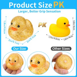 25Pcs Mini Glitter Rubber Ducks Bath Toys, Bathtub Floating Squeaky Duck Bulk Baby Preschool Bath Toy for Baby Shower Infants Kids Toddler Birthday Party Decoration Gift (Large)