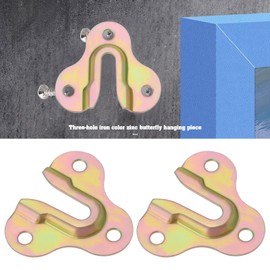 Be In Your Mind 40Pcs 50x43mm Zinc Yellow Heavy-Duty Buckle Type Picture Hanger with 120Pcs M3.5x14 Screws Single Hook Photo Wall Rack Board Frame Hanger