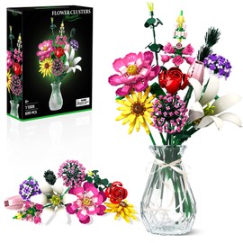 Flower Bouquet Building Kit, Flower Botanical Collection Building Kit Toy Office Home Decoration, Valentine's Day, Birthday, Mother's Day, Christmas Gift for Him and Her, Children, Adults (Not a Vase)
