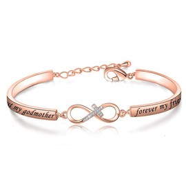 CENWA - Pulsera Cristiana con Texto en inglés First My Godmother Forever My Friends, Regalo religioso para Madrina, Regalo de Goddaughter Godchild Godson