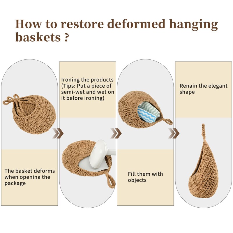 3 Pack Teardrop Woven Hanging Basket Wall Basket Cotton 3