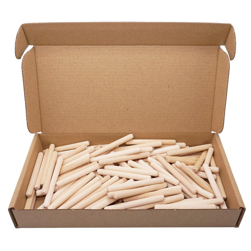 SKIR'CO (Pack of 100) Wooden Dowels 6x60mm Grooved Wood Dowels