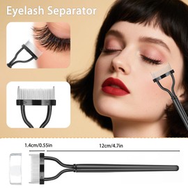 Upgraded Eyelash Comb Set Eyelash Separator, Double Ended Eye Brow Brush & Eyeliner Brush, Lash Spoolie Folding Eye Makeup Tools for Women Girls, Traveling and Daily Use, 4PCS