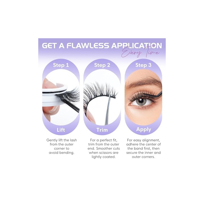 Self Adhesive Eyelashes Natural Look,Pre Glued No Glue Needed Reusable