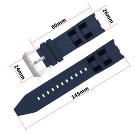 JETHENG Men's Rubber Strap Compatible for 26mm Invicta Pro Diver 6977 6978 6981 Ladies outdoor work waterproof silicone watch band wrist strap buckle (Navy Blue Band Silver Buckle)