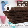 Heavy Duty XL Brown Scouring Pad 5 Pack. 10 x