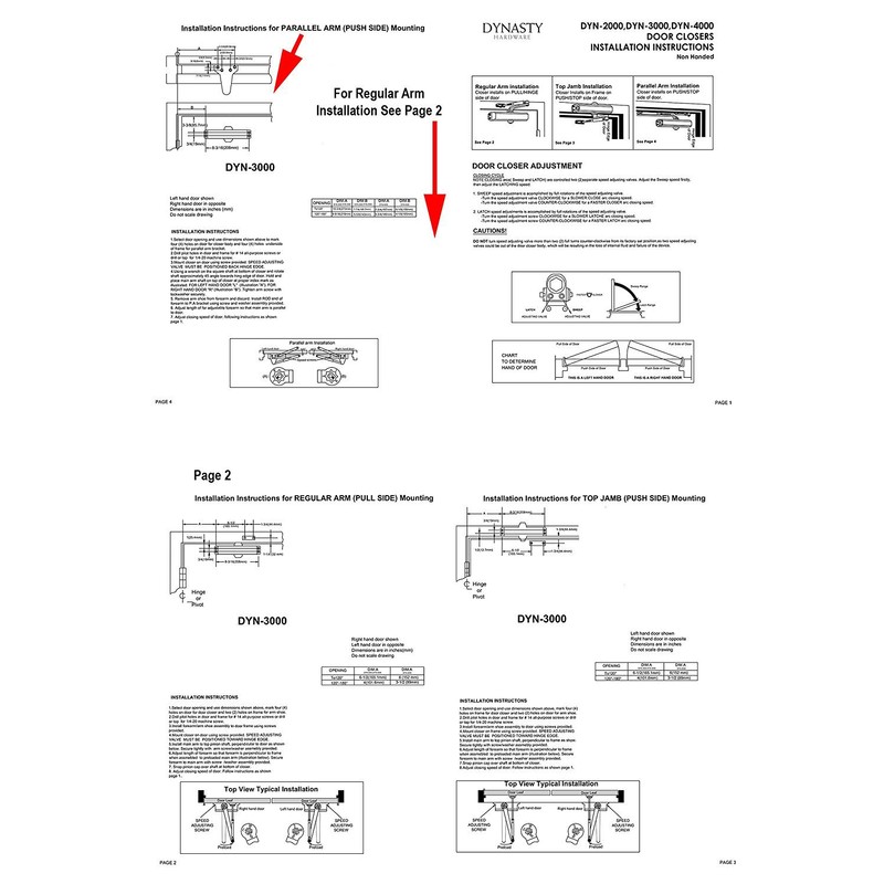 Dynasty Hardware Door Closer, Commercial Hydraulic Closer, Self-Closing, Spring Size