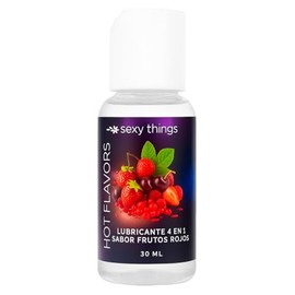 Sexy Things - Lubricante Íntimo a Base de Agua ¡Sensación de Calor! Deliciosos Sabores Para Masaje (30 ML, Frutos Rojos)