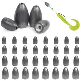 Bullet Fishing Sinkers Flipping Fishing Weights Worm Weights for Bass Fishing Slip Fishing Weights for Pitching and Flipping Texas Rigs Saltwater Freshwater Fishing Tackle (1/4oz-40pcs)