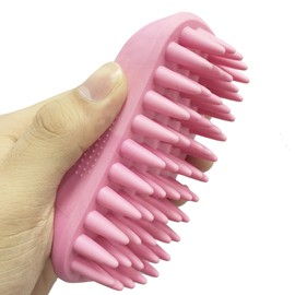Pet Silicone Shampoo Brush for Long & Short Hair Medium Large Pets Dogs Cats, Silicone Shower Wash Curry Brush,Anti-skid Rubber Dog Cat Pet Mouse Grooming Shower Bath Brush Massage Comb (Pink)