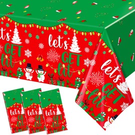 Yavxzvbw 3Pcs Let's Get Lit Christmas Party Decorations Christmas Party Supplies Tableware Set Let's Get Lit Christmas Tablecloth Christmas Tableware for Friendsmas Christmas Party Decorations