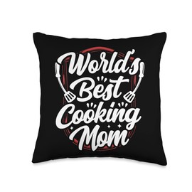 Kitchen Mothers Day Cooking Mama Cute World's Best Mom Mommy Cook Mama Mother's Day Throw Pillow, 16x16, Multicolor