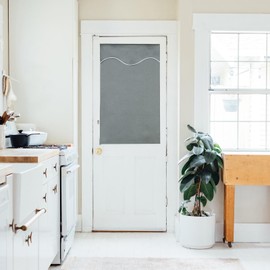 Jilron Paste Style 100% Blackout Door Curtain French Doorway Curtains for Glass Door/Front Door/Sliding Door/Patio Door/Kitchen Door/Back Door 26 x 40 inches, 1 Panel, Grey