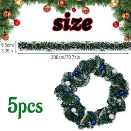 CIYIN Christmas Tree Tinsel Garland, 5 x 2 m Christmas Decoration Garland, Fir Green, Christmas Garland, Christmas Decoration Garland for Doors, Fireplaces, Stair Railings