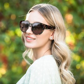 URUMQI Polarized Sunglasses Fit Over Glasses for Women Round Cat Eye Sun Shades TAC Lens