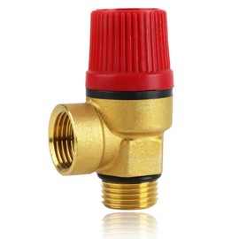 1/2" 7 Bar Pressure Relief Valve, Boiler Safety Pressure Relief Valve, Brass Safety Valve with DN15 Thread and Heat-Resistant Diaphragm for Water Oil Gas Systems Closed Water Heaters