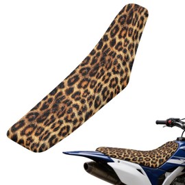 Yspwyqan Brown Leopard Print Dirt Bike Seat Cover, Water Resistant Non-Slip PU Leather Universal Motorcycle Seat Cover for Pit Bike and Off Road Riding