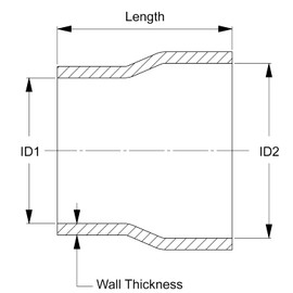HPS HTSRNBLK-129 2.5" - 4" ID, 4" Length, Silicone Reducer Coupler Hose, High Temp 4-Ply Reinforced, Silicone, Black