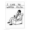 Funny Rude Humorous 'David Shrigley Watch Filth' Postcard