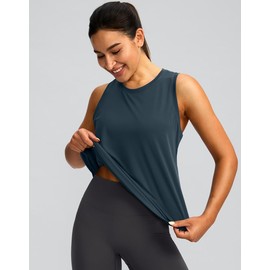 Women's Workout Tops Racerback Athletic Tank Tops Sleeveless Loose Fit Yoga Running Gym Shirts for Women(Navy,XL)