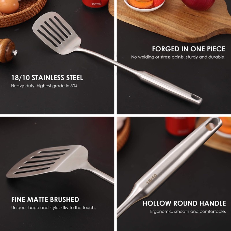 18/10 Stainless Steel Kitchen Utensils Set - 15” All Metal