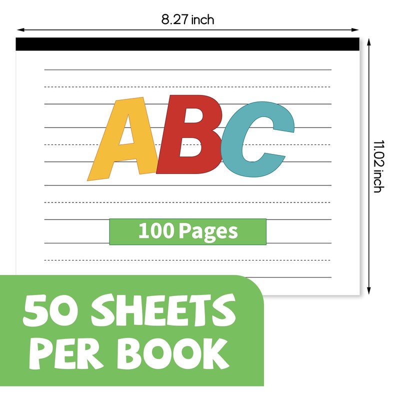 AmazingSpark 3 Pack Writing Paper with Dotted Lines Handwriting Practice
