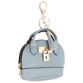 PATIKIL Mini Tote Bag Keychain, Cute Coin Purse Keychain PU Leather Backpack Purse Key Chain Little Cosmetic Bag Keychains for Women Makeup Card Data Cable, Sky Blue