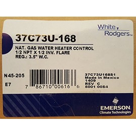 White-Rodgers 37C73U-168 Series 37C Natural Gas Water Heater Control, 1/4" Shank Length, 70 Degree - 160 Degree F Temperature Range