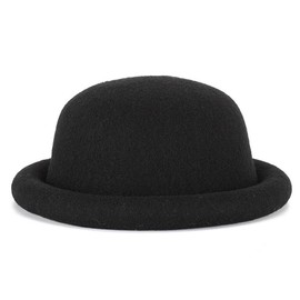 BAIMORE Women's Vintage Bowler Hat Solid Color Rolled Hem Wool Felt Bucket Hat