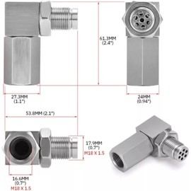 Adaptador del Sensor de Oxígeno, Extensor de Sensor de Oxígeno, Universal para Coche, CEL, Comprobar La Luz del Motor, para Sistemas de Escape con M18 x 1.5 Agujeros del Sensor (Plateado)