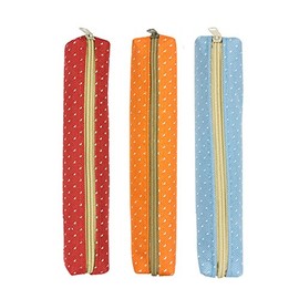 ALLYDREW Small Slim Pencil Case Slim Polka Dot Pencil Pouches (Set of 3) - Orange, Blue, Red