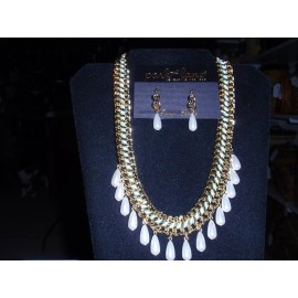 Park Lane Jewelry, "MORNING MIST" Necklace & Earring, Pearls & Gold Chain NEW!!!