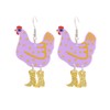 Chicken in Boots Dangle Earrings - Rooster in High Heels