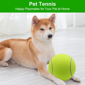 REBECASKYENS 9.5" Oversize Tennis Ball for Children Adult Fun Tennis Ball Pet Dog Large Chew Toy Big Rubber Inflatable Launcher for Pet Toys Indoor Outdoor Sports Beach