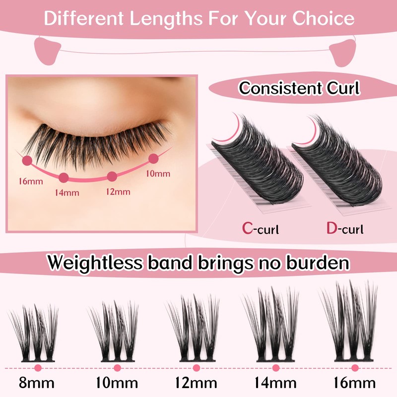 Cluster Eyelashes, Pack of 72 Individual Eyelashes, Eyelash Clusters, DIY