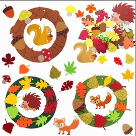 Autumn Wreaths Craft Set for Children, Craft Autumn Children, Felt Autumn Craft Set for Decoration, Hedgehog Craft Set, Festive Creative Sets and Craft Supplies for Crafts and Decorating for