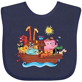 inktastic Animal Ark Bible Story Christian Baby Bib Navy Blue Fa99