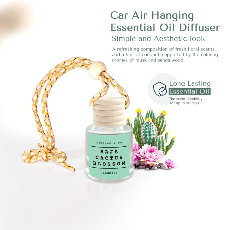 Baja Cactus Blossom, Car Air Hanging Essential Oil Diffuser, Car