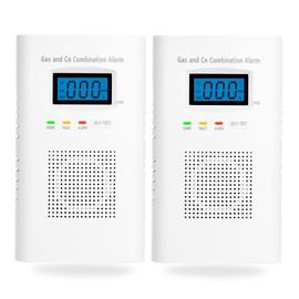 Carbon Monoxide and Natural Gas Detector,Vzmcov 2 Pack Combination Carbon Monoxide and Gas Detector Plug in Type Co and Gas Detector,Propane,Gas Detector for Kitchen, Home,Hotels