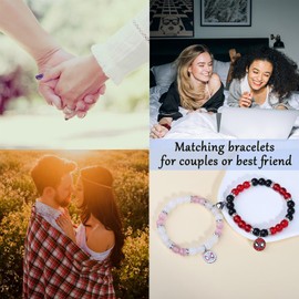 Miss Pink Spider Matching Bracelets for Couples Gf And Bf, Best Friend Bracelets Christmas Anniversary Bracelet Gifts for Boyfriend Husband Spider Bead Jewelry for Women Men Teen Girls (SSN)