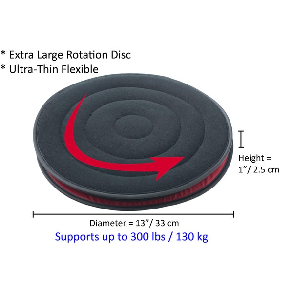 ObboMed SS-2723 Newly Large 360° Rotation Disc, Auto Swivel Seat Cushion, Ultra-Thin Flexible Design Special Fit Car Vehicle Sport Seat Space, Easy Movement to Enter/Exit, Diameter 13" x 1", 1 Piece
